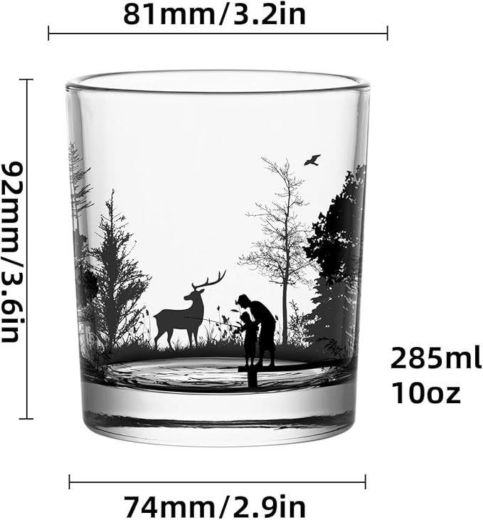Old Fashioned Whiskey Glasses, Stemless Wine Glasses with Gift Box, 10Oz Rocks Glass for Scotch Cocktail Bourbon Vodka Liquor, Unique Gifts for Dad, Husband, Father's Day, Anniversary-Ruum Studio Home