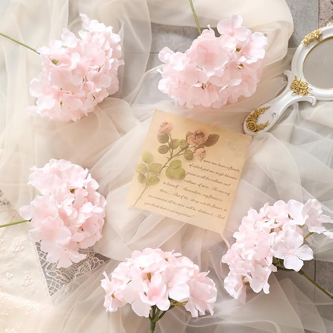 Tifuly Hydrangea Artificial Flowers -12 pcs Realistic Fake Hydrangea Silk Flowers with Stems Faux Hydrangea Flowers Heads for Office Home Party Wedding Centerpiece DIY Floral Decor (Pink)-Ruum Studio Home