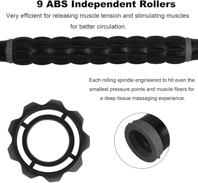 Yansyi Body Massage Roller Stick for Athletes - Release Myofascial Trigger Points Reduce Muscle Soreness Tightness Leg Cramps & Back Pain for Physical Therapy & Recovery (Gray)-Ruum Studio Home