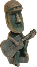Moai Statue Decor - 6 Inch Easter Island Oranment Resin Stone Decoration for Room Accessories Antique Sculpture for Office Desktop (Play The Guitar)-Ruum Studio Home