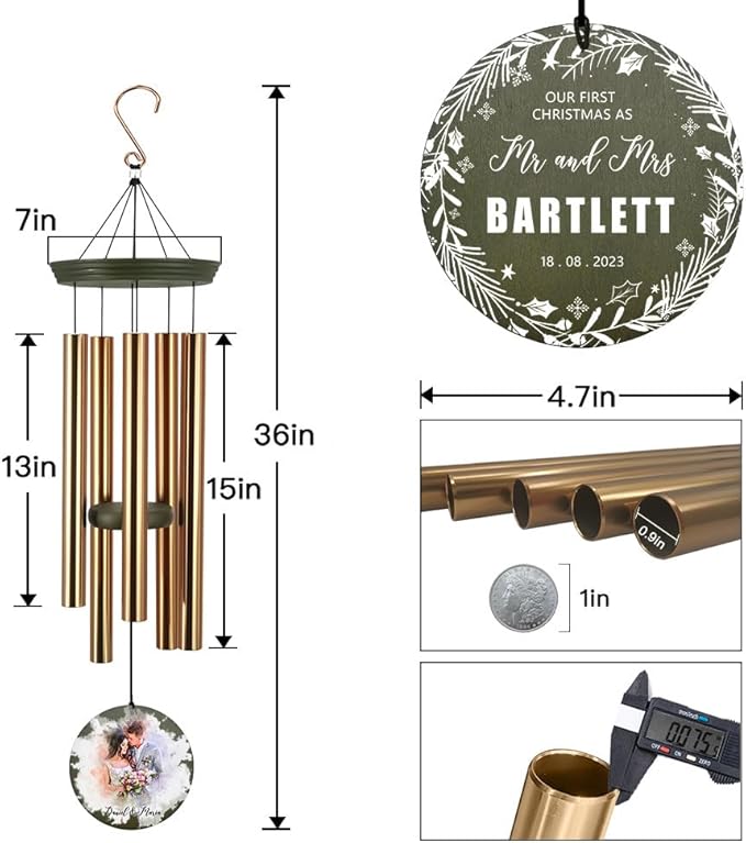 ASTARIN Personalized 20th 50th Anniversary Wind Chime, Happy Anniversary Wedding Valentine's Day Gift for Wife Husband Men Women Sister, Golden Anniversary Keepsake Decorations for Parents Couples-Ruum Studio Home