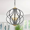 Modern Black and Gold Chandelier for Dining Room, 4 Lights Geometric Chandeliers, Sphere Chandelier Industrial Large Pendant Light Fixtures Hanging for Kitchen, Entryway, Foyer, Stairs-Ruum Studio Home