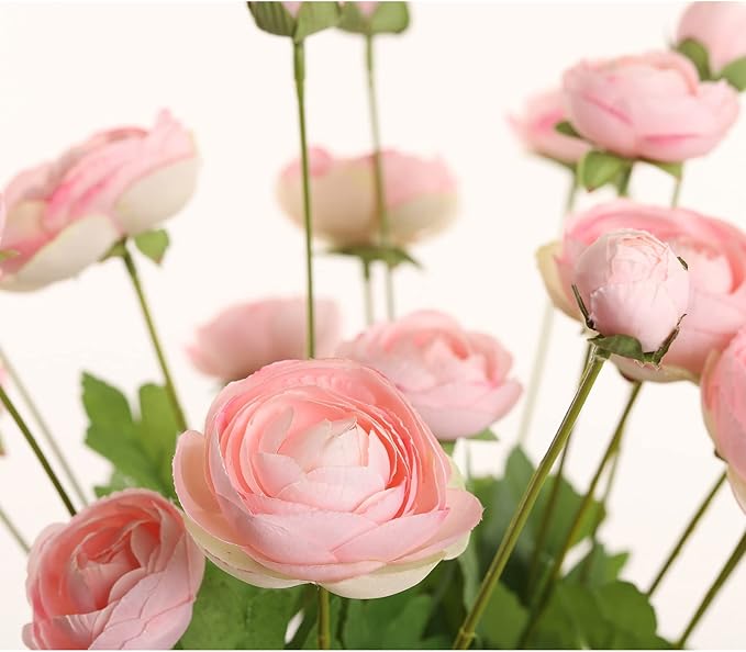 Artificial Silk Flowers Ranunculus Fake Flower,Suitable for Core Decorations,Weddings,Homes,Artistic Decorations,and Props (Pink)-Ruum Studio Home