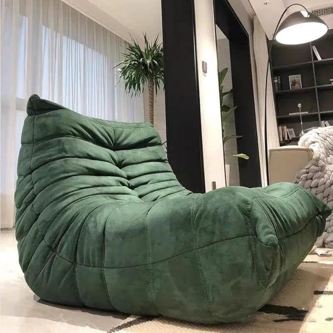 Modern Living Room Chair, Big Bean Bag Adult Floor Sofa, Togo Recliner Memory Foam Lazy Couch Suitable Balcony for Fireside Chair (White)-Ruum Studio Home