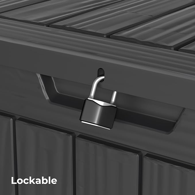 35 Gallon Outdoor Storage Box Waterproof Lockable Resin Deck Box Large, Patio Storage Bin for Pool Accessories Cushion Furniture, Garden Tools, UV-Resistant Outside Delivery Black-Ruum Studio Home