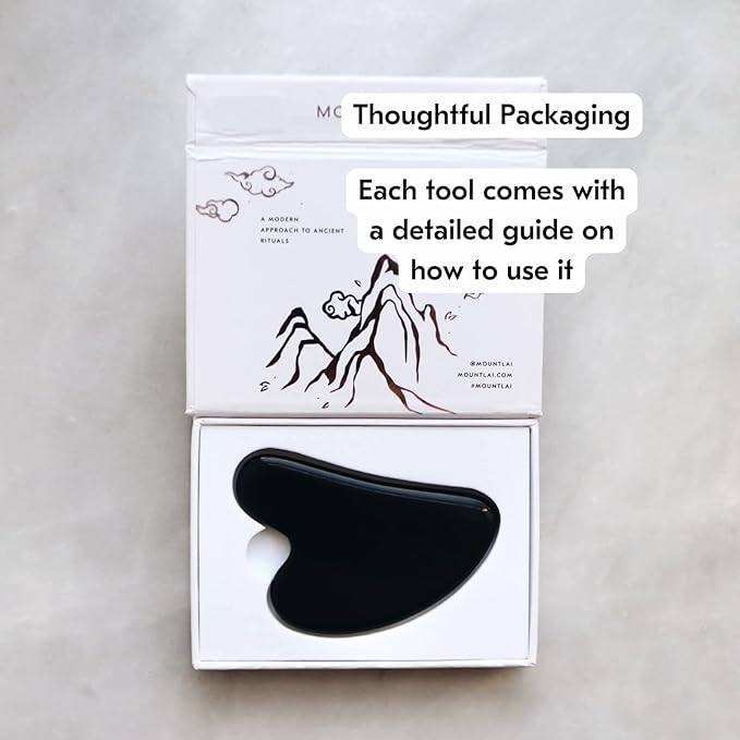 Mount Lai Obsidian Gua Sha Facial Tool – The Stone of Transformation – 100% Genuine Black Obsidian Stone Face Sculpting Tool for Lymphatic Drainage, Puffiness Reduction & Jaw Tension Relief-Ruum Studio Home