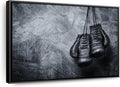 ElephantStock Boxing Gloves Wall Art - Horizontal Framed Canvas - 1-Piece Living Room Wall Decor - Photography Sports Canvas Print - Black and Gray Decor for Wall - 37" X 25"-Ruum Studio Home