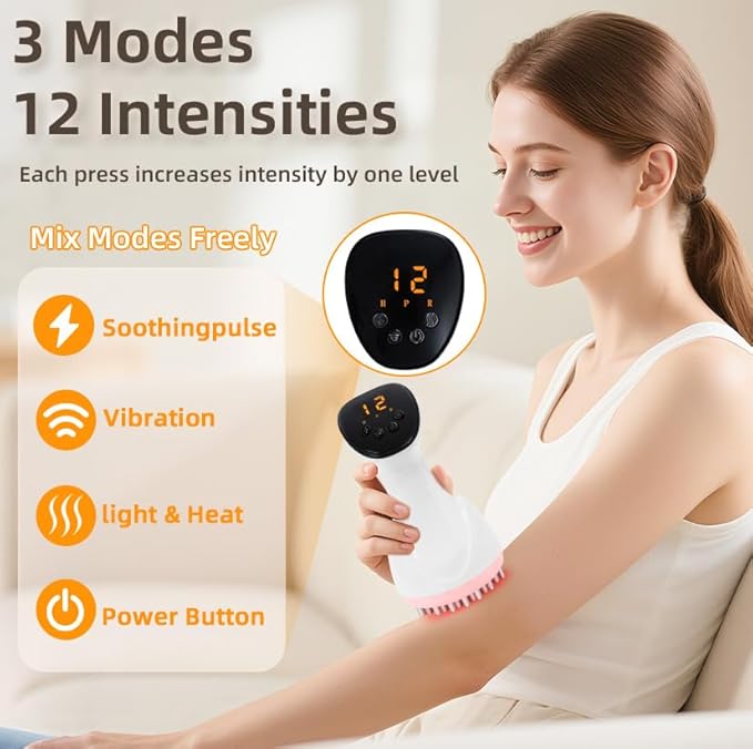 Lymphatic Drainage Massager Anti Cellulite Massage Tool Body Sculpting Machine with Soothingpulse, Light, Heat & Vibration, Help Care Stretch Marks & Smooth Cellulite for Legs, Arms & Belly-Ruum Studio Home