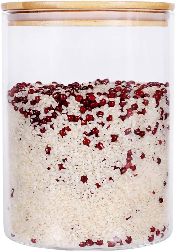 Large Glass Food Storage Container, 100 FL OZ (3000ml) Glass Food Canister with Airtight Bamboo Lids for Your Pantry, BPA-Free Cereal Dispenser Jars for Spaghetti Pasta, Powder, Tea, Coffee-Ruum Studio Home