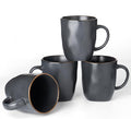 famiware Coffee Mugs Set of 4, Ocean Square 13oz Coffee Cup Set with Handle for Cocoa, Milk, Hot Chocolate, Tea, Water, Stoneware Cups for Kitchen, Microwave and Dishwasher Safe, Matte Black-Ruum Studio Home