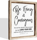 Inspirational Wood Signs, Christian Wooden Wall Plaque, Religious Home Decor, Bible Verse Decor Art, Framed Wall Plaque Sign 15 * 11.5 inches, Be Strong and Courageous Sign-Ruum Studio Home