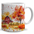 Fall Farm Coffee Mug - Farm Lover Mugs Gifts for Women Men - Autumn Decor Gifts For Home Farmhouse Thanksgiving - 11oz Printed Ceramic Mug (White)-Ruum Studio Home
