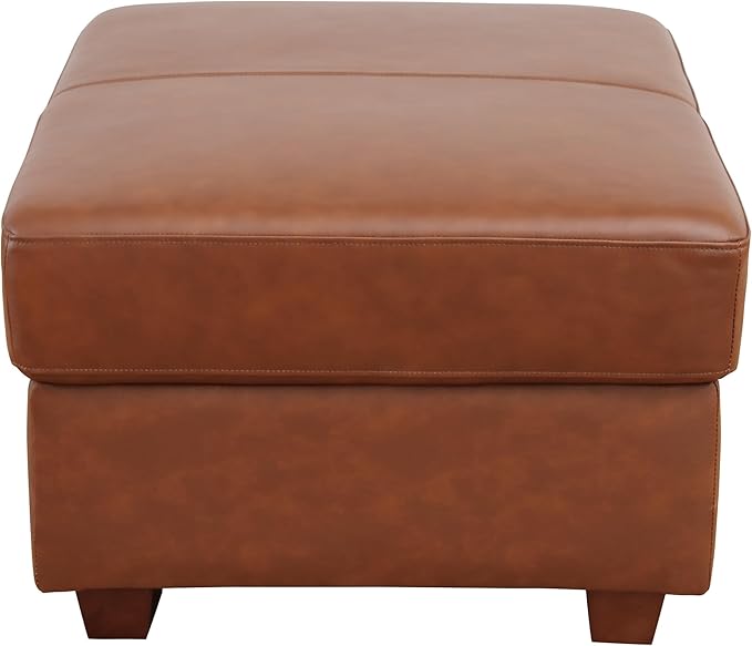 Ottoman Rectangular Storage Ottoman Bench, Genuine Cow Leather Footrest, Coffee Table, Stool Footstool with Hinged Lid for Living Room, Bedroom, Entryway, Brown, 36.5"x28"x18.5"-Ruum Studio Home