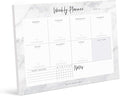 Bliss Collections Weekly Planning Pad, To Do List Notebook - Undated Tear-Off Sheets Notepad - Work Calendar, Organizer, Scheduler for Goals, Tasks - Marble, 8.5" x 11", 50 Sheets-Ruum Studio Home