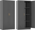 Metal Kitchen Storage Cabinets,60”Pantry Cabinet with Doors and 4 Adjustable Shelves,Tall Black Cabinet for Pantry, Laundry Room,Living Room,Dinning Room-Ruum Studio Home