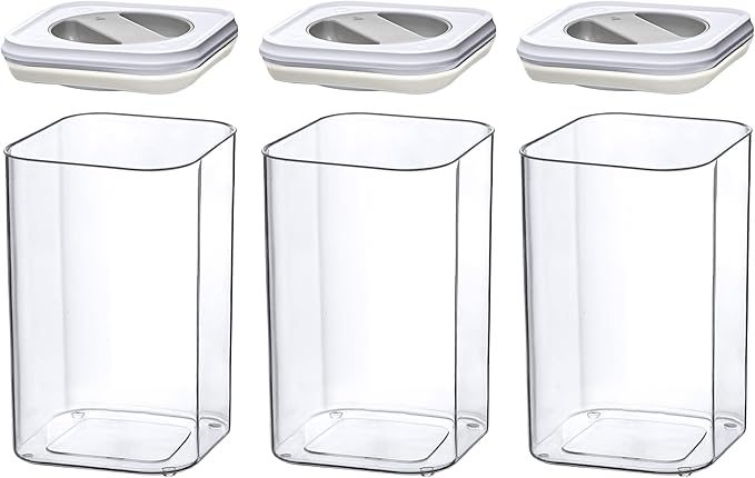 Amazing Abby - Carol - 96-Ounce Acrylic Canister (Set of 3), Plastic Airtight Food Container, Stackable for Pantry Storage, BPA-Free and Shatter-Proof, Perfect for Home and Commercial Use-Ruum Studio Home