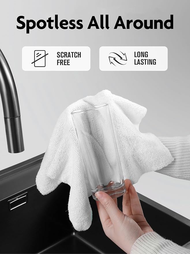 Fantasticlean Microfiber Cleaning Cloth Roll -60 Pack, Tear Away Microfiber Towels, 12" x 12", Reusable, Washable, Scratch Free, Ultra Absorbent Dish Rags for Car, Home, Garage or Shop (White & Blue)-Ruum Studio Home
