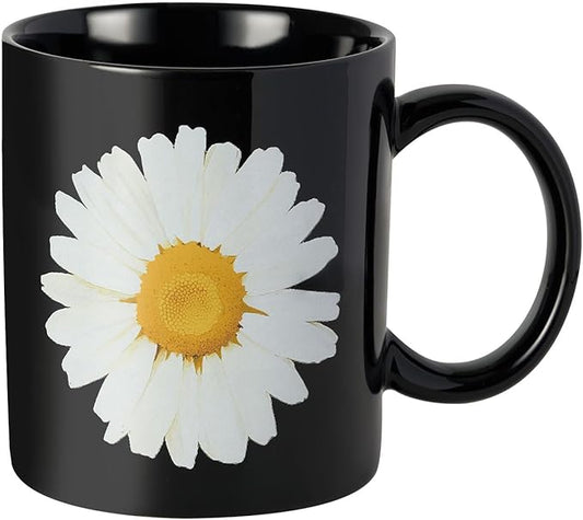 12Oz Daisy Black Ceramic Mug, Mug for Daily Coffee and Tea, Lead-free, Microwave and Dishwasher Safe Coffee Mug, Perfect gifts for women and men-Ruum Studio Home