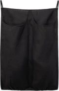 100% Pure Linen Dual Hanging Laundry Bag with 2 Deep Pocket and 2 Side Zipper 20x27in, Over The Door Laundry Hamper Space Saving Hampers for Dirty Clothes Home Travel, Black-Ruum Studio Home