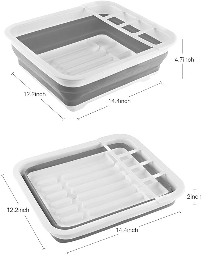 THANSTAR Collapsible Dish Drying Rack Portable Dinnerware Drainer Organizer for Kitchen RV Campers Travel Trailer Space Saving Kitchen Storage Tray-Ruum Studio Home
