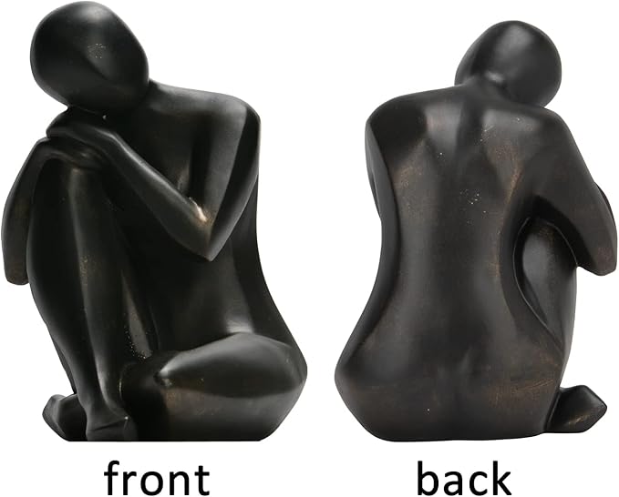 Guichifun Thinker Statue Resin Abstract Sculpture - Collectible Woman Figurine Art Home Office Bookshelf Decorative Objects Desktop Black Decor for Men&Women 5.25 X 6.25 X 8.5 Inch-Ruum Studio Home