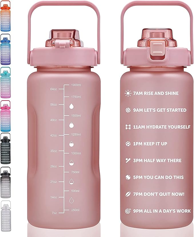 64oz,100oz,128oz Large Motivational Water Bottle with Time Marker, Leakproof & BPA Free Half Gallon Big Water Bottle with Straw Handle Tritan Frosted Water Jug for Gym,Fitness,Outdoor Sports-Ruum Studio Home