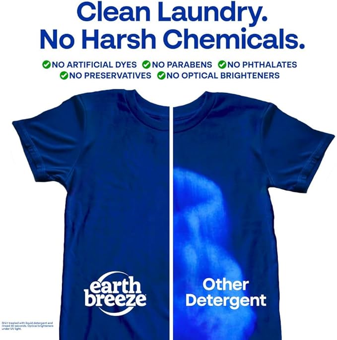 Earth Breeze Laundry Detergent Sheets Fresh Scent - 180 Loads Eco Liquidless Soap - Travel-Friendly for Hot & Cold Cycles, Tackles Tough Stains & Odors - Gentle on Skin, 90 Ct (3 Pack)-Ruum Studio Home