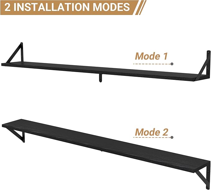 Heimlove 48 Inch Large Wall Bookshelves Set of 3, Wall Mounted Bookshelves,Heavy Duty Wooden Shelves for Living Room,Bedroom,Kitchen,Laundry Room Storage & Decor-Ruum Studio Home
