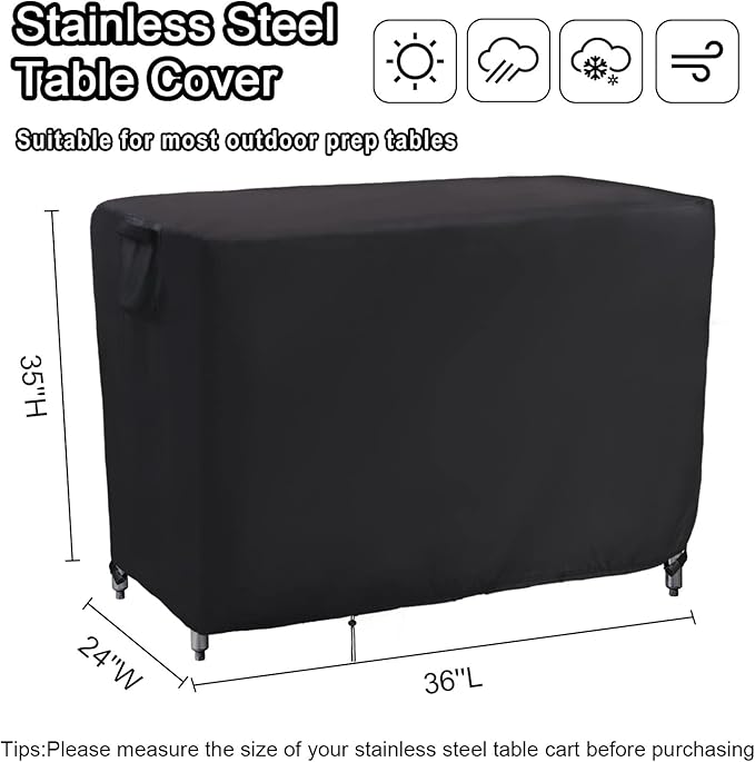 Kingling Outdoor Prep Table Cover, Waterproof Stainless Steel Table Covers Metal Table Cover Protection for Patio Kitchen Prep Work Tables - 36''L x 24''W x 35''H-Ruum Studio Home