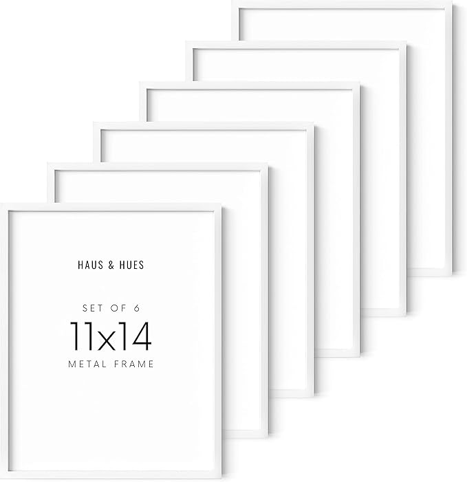 HAUS AND HUES White Aluminum Picture Frame 11x14 - Set of 6, Modern, White Aluminum Frames-Ruum Studio Home