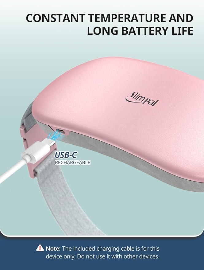 Slimpal Heating Pad for Period Cramps and Back Pain, FSA HSA Eligible, Plus-Sized Electric Heat Pad Portable Menstrual Heat Belt Pain Relief, 3 Timer Auto Off, Gifts for Her Women Girl Wife, Pink-Ruum Studio Home