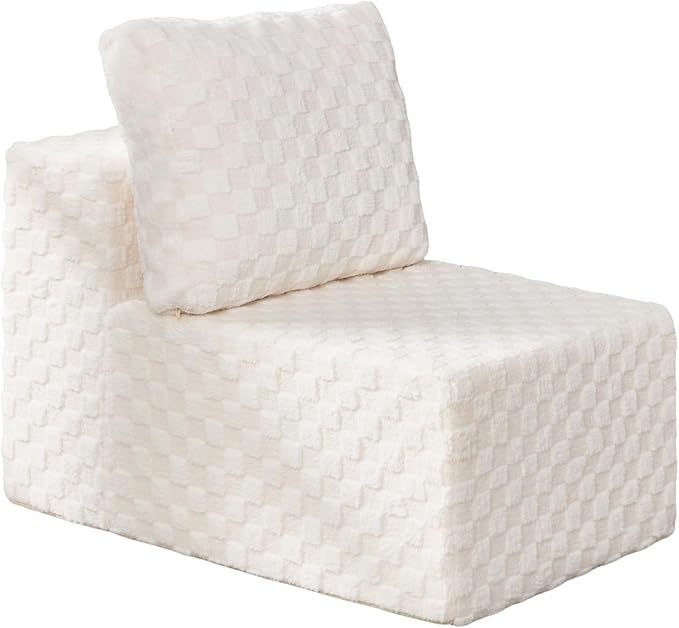 Single Sofa 1 Seat Couch with Deep Seat Memory Foam Cloud Chair with Pillows Large Sofa with L Shape for Living Room Bedroom (Plush White, Single)-Ruum Studio Home