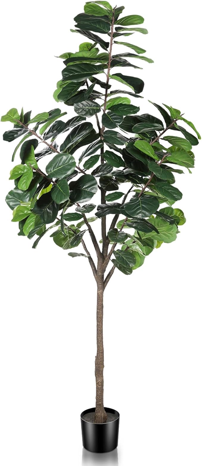 8ft(96in) Fiddle Leaf Fig Tree Artificial - Tall Faux Fiddle Leaf Fig Tree - Fake Fig Plant with Realistic Texture for Indoor Outdoor Modern Home House Office-Ruum Studio Home
