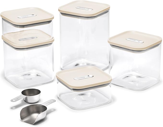 Caraway 14-Piece Glass Airtight Food Storage Containers with Lids – Non-Toxic, BPA-Free Kitchen Storage Containers – Stackable, Space-Saving Airtight Containers for Dry Goods and More - Cream-Ruum Studio Home