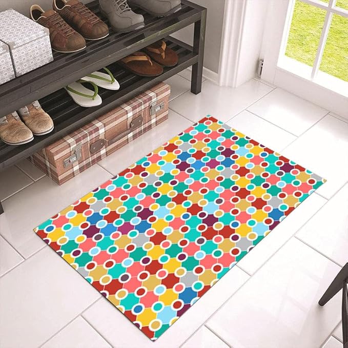 Machine Washable Polka Dot Rug for Kids Area - Multicolor Soft Rug for Nursery/Playroom/Classroom - 5x8-Ruum Studio Home