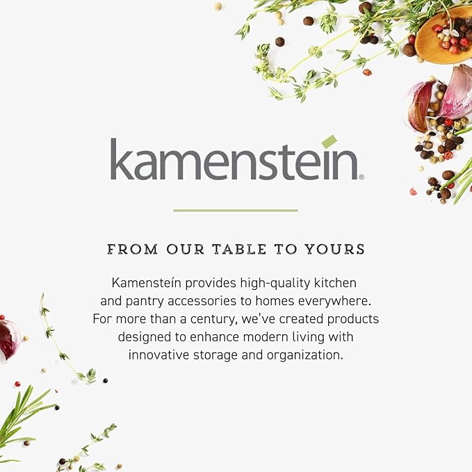Kamenstein 20 Jar Revolving Countertop Spice Rack with Spices Included, FREE Spice Refills for 5 Years, Polished Stainless Steel with Black Caps, 30020-Ruum Studio Home