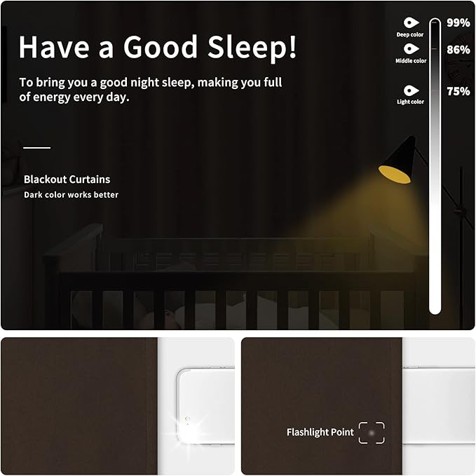 Easy-Going Blackout Curtains for Bedroom, Solid Thermal Insulated Grommet and Noise Reduction Window Drapes, Room Darkening Curtains for Living Room, 2 Panels(46x84 in, Dark Brown)-Ruum Studio Home