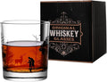 Old Fashioned Whiskey Glasses, Stemless Wine Glasses with Gift Box, 10Oz Rocks Glass for Scotch Cocktail Bourbon Vodka Liquor, Unique Gifts for Dad, Husband, Father's Day, Anniversary-Ruum Studio Home