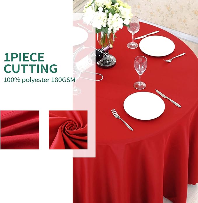 Surmente Red Tablecloth for Round Tables, 120-inch Round Table Cloths for Weddings, Banquets, or Restaurants-Ruum Studio Home