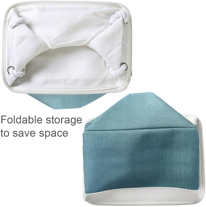 TheWarmHome Organization and Storage basket for Organizing - 3 Pack 16x12x12 inch Cube Storage Bin for Shelves, Fabric Storage Cubes for Organizer Cloth Closet Toy Box (White & Green)-Ruum Studio Home