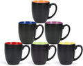 16 OZ Stoneware Coffee Mug Set of 6, Black Ceramic Mug with Different Color Inside, Colorful Porcelain Mug with Handle for Latte Espresso Cappuccino-Ruum Studio Home
