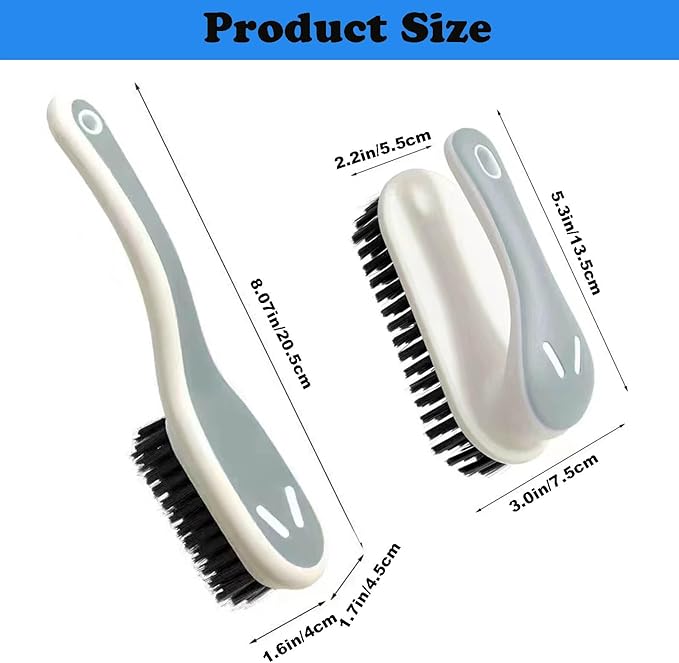 Soft Bristle Scrub Cleaning Brush Stain Remover Brush Fabric Cleaning Brush Laundry Brush Small Scrub Brush Cleaner Household Cleaning Brushes for Carpet, Clothes, Bathroom,Sneaker-2 Pack (Gray)-Ruum Studio Home