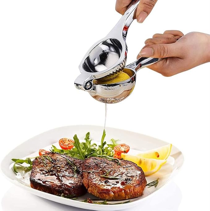 Lemon Squeezer, Heavy Duty Zinc Manual Lemon Juicer, Threaded Groove Fresh Small Oranges Limes Juicer Hand Press Manual Citrus Juicer Press for Home Restaurant Kitchen Accessories Utensils(Sliver)-Ruum Studio Home