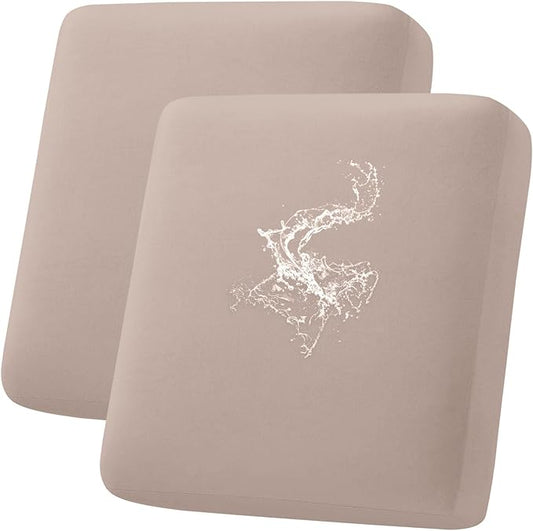 hyha Waterproof Couch Cushion Covers, Stretch Sofa Couch Seat Slipcover for Dog Washable, Non-Slip Waterproof Outdoor Cushion Covers for Patio Furniture Replacement (2 Pieces, Taupe)-Ruum Studio Home