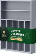 ROYAL CRAFT WOOD Luxury Bamboo Kitchen Drawer Organizer - Silverware Organizer - Utensil Holder and Cutlery Tray with Grooved Drawer Dividers for Flatware and Kitchen Utensils (7 Slot, Gray)-Ruum Studio Home
