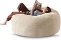 Bean Bag Chair 5Ft, Memory Foam Filled, Large Beanbag Chairs for Adults and Teens, Soft Sofa with Removable Flannel Cover, Round Couch for Living Room Bedroom College Dorm (Apricot, 5FT-60×60"×24")-Ruum Studio Home