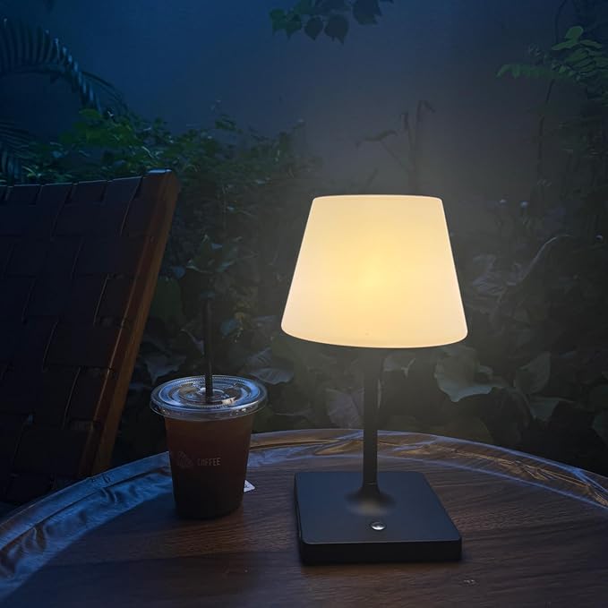Outdoor Rechargeable Table lamp Cordless, Battery Operated Night Lights,Waterproof lamp for Shower,4000mAh LED 3 Colors Dimmable Touch Bedside Lamp for Coffee Shop Bath Patio -Black-Ruum Studio Home