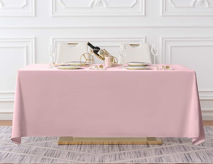 Surmente Pink Tablecloth 90 x 132-inch Rectangular Polyester Table Cloth for Weddings, Banquets, or Restaurants-Ruum Studio Home