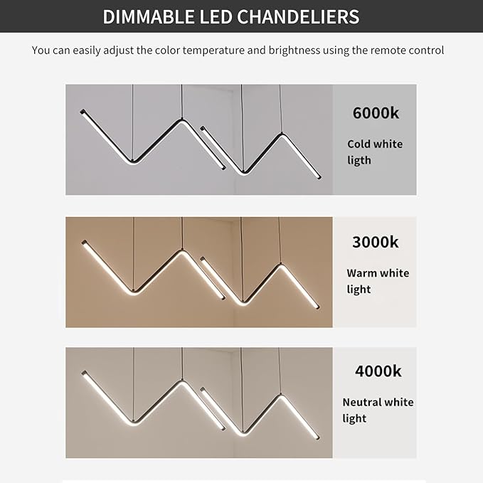 JAYMP Geometric Shaped Modern Chandelier LED Dimmable Pendant Lighting for Dining Room Kitchen Island Cafe Bar Hanging Lamp (Black, 49.2 Inch)-Ruum Studio Home