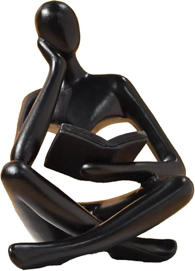 Bookshelf Decor Thinker Statue - Abstract Style Thinker Sculptures Modern Aesthetic Figurine Decoration Statues for Home Decor-Zuo Si-Black-Ruum Studio Home